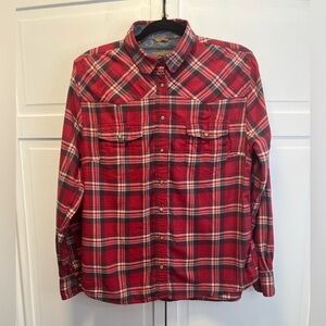 JACHS Girlfriend Plaid Flannel BEA Western Pearl Snap Shirt Size Women’s Medium